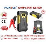Foxsur จั๊มสตาร์ท Jump Start 12V 400/800A 26800mAh สำหรับ รถยนต์ รถมอเตอร์ไซด์ รถดีเซล รถเก๋ง รถปิคอัพ รถตู้ พร้อม Power Bank 2 USBs และ ไฟ LED รุ่น FJS-600