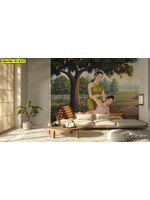 วอลเปเปอร์ลายไทยฉากสวนผลไม้ช่วยสร้างบรรยากาศห้องพักผ่อนให้ดูเป็นธรรมชาติ อบอุ่น และมีสไตล์เฉพาะตัว