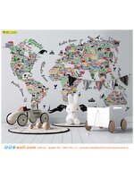 print ภาพแคนวาส ตามขนาด สร้างบรรยากาศห้องเด็กเล่นให้ดูสร้างสรรค์น่าเรียนรู้ ของภาพเเผนที่โลก พื้นหลังสีขาวตัดกับสีสันสดใส ช่วยให้เป็นจุดสนใจของลูกน้อย