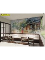 วอลเปเปอร์สั่งผลิต ภาพสตรีเกาหลี ออกแบบ สไตล์สีน้ำ สร้างบรรยากาศอบอุ่นและมีเสน่ห์ให้ห้องอาหาร