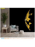 ผ้าแคนวาส ตกแต่งภายในผนังบ้าน เพิ่มความเรียบง่ายแต่หรูหรา ด้วยภาพลายลูกโลกสีทองพื้นหลังสีดำ เข้ากับผนังบ้าน