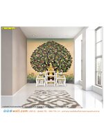 บริการ ออกแบบวอลเปเปอร์ลายไทย แบบห้องพระสวยๆ ลายลิขสิทธิ์ภาพต้นโพธิ์ใบสีเขียว มีลายสวยๆให้เลือกเยอะ