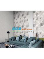 JFAY12-21 ลายอิฐ Rock 'n Roll สีเทา พื้นหลังสีครีม