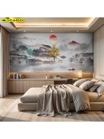 วอลเปเปอร์สั่งพิมพ์ ภาพทิวทัศน์ภูเขากับดวงอาทิตย์ นำเสนอ ความสงบและความร่มเย็นสำหรับห้องนอน