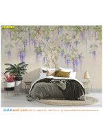 ภาพพิมพ์วอลเปเปอร์ หมึกกันน้ำ ตกแต่งห้องนอน ลายต้นไม้กับนกโทนสีส้ม ทำให้รู้สึกสดชื่น