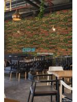 JPOP15-32 ลายใบไม้เขียวบนก้อนอิฐ