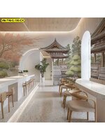 วอลเปเปอร์สั่งผลิต ภาพวัดโบราณในสวน ออกแบบ สร้างความรู้สึกยิ่งใหญ่และสงบเงียบให้แก่พื้นที่ รับติดตั้ง โดย ช่างติดวอลเปเปอร์