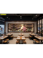 วอลเปเปอร์ภาพแม่ค้าขนมไทยในตลาดน้ำ สร้างจุดโฟกัสสวยงามให้โซนรับประทานอาหารในห้างดูโดดเด่นและมีชีวิต