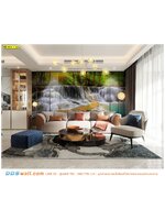 พิมพ์ภาพติดผนัง ตกแต่งผนังห้องนั่งเล่น ด้วยวอลเปเปอร์วิวน้ำตกสวยๆ