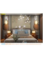 พิมพ์ภาพติดผนัง ขนาดใหญ่ ลายดอกไม้จีนสไตล์ดั้งเดิม สร้างบรรยากาศเเบบย้อนยุคให้ห้องนอนได้ไม่ยาก