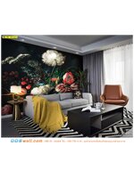 วอลเปเปอร์ภาพวิว ผ้าแคนวาส เพิ่มความโดดเด่นในห้องนั่งเล่น ด้วยวอลเปเปอร์ดอกไม้สีสันสดใส