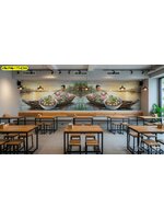 รูปติดผนังแม่ค้าก๋วยเตี๋ยวเรือ สไตล์ไทย