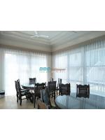 ผลงานติดผ้าม่านโปร่ง สีขาว พร้อมติดตั้งกล่องบังราง