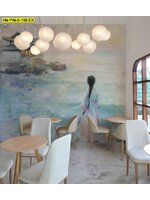 วอลเปเปอร์สั่งผลิต ภาพสตรีมองวิวทะเลสาบ ออกแบบ สร้างความรู้สึกสงบและโรแมนติกให้แก่พื้นที่