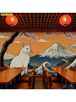 สร้างมุมถ่ายรูปสุดปัง ด้วยวอลเปเปอร์แมวญี่ปุ่นแต่งร้าน