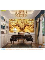 ภาพศิลปะ ผ้าCanvas แต่งห้องทำงาน ภาพมังกรคู่สีทอง เสริมฮวงจุ้ย ดูยิ่งใหญ่เป็นสิริมงคล