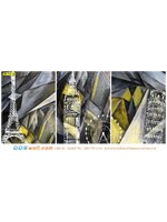 วอลเปเปอร์ภาพวาดติดห้องนั่งเล่น วิวปารีสลอนดอนปิซาระบายสีเหลือง