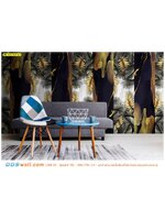 วอลเปเปอร์ภาพวิว ตามสั่ง ตกแต่งห้องนั่งเล่น ลายหินอ่อนหรู ผสมผสานลายใบไม้ธรรมชาติ