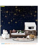 print ผ้าแคนวาสเต็มผนัง ตกแต่งห้องนอนเด็ก ภาพลายท้องฟ้ายามค่ำคืนมีเเสงดวงดาวสว่าง สวยงาม สร้างบรรยากาศให้ดูผ่อนคลาย