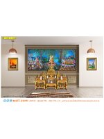 วอลเปเปอร์ไร้รอยต่อ ทํารูปใหญ่แต่งผนัง ตกแต่งห้องสวดมนต์ ภาพพุทธประวัติพระพุทธเจ้าประสูติ ตรัสรู้ และปรินิพพาน ดูหรู