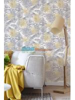 JPOP15-80 ลายใบไม้ สีเทา