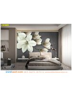 ปริ้นวอลเปเปอร์ ราคาไม่แพง สร้างมิติของห้องนอนให้ดูน่าสนใจเเละดูมีดีเทล ด้วยภาพลายดอกไม้จีน ดอกไม้ใหญ่สีขาวเด่น ดูโรเเมนติก