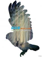 PRINT17-115 ภาพพิมพ์ ลายนกภาพสะท้อน สีดำ