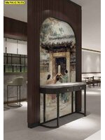 วอลเปเปอร์สั่งผลิต ภาพวาดครอบครัวโบราณ ออกแบบ เน้นความอบอุ่นและรายละเอียด ใช้ ตกแต่งผนัง ส่วนโค้ง รับติดตั้ง งานวอลล์เฉพาะจุด