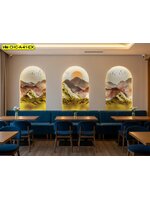 วอลเปเปอร์สั่งทำ ภาพภูเขาทองในกรอบโค้ง นำเสนอ ความเป็นเอกลักษณ์และโดดเด่นให้กับร้านอาหาร