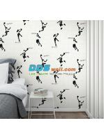 JFAY12-28 ลายนักบาสเกตบอล สีดำ พื้นหลังสีขาว