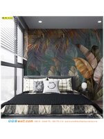 ภาพวิว ภาพศิลปะ ติดผนัง เปิดมู่ลี่รับแสงบริเวณหน้าต่างห้องนอน เติมความสดชื่นทุกวันด้วยวอลเปเปอร์ใบตองใหญ่