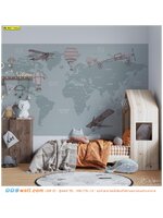 ร้านรับ พิมพ์วอลเปเปอร์ ตกแต่งห้องนอนเด็กเล็ก ด้วยรูปภาพเเผนที่สีเทา ช่วยให้เพลิดเพลินไปกับจินตนาการในพื้นที่ส่วนตัวได้เต็มที่