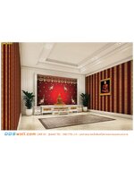 วอลเปเปอร์ ห้องพระ ติดเอง ลายเทพพนม พื้นสีแดง สไตล์โมเดิร์น