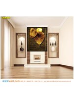 วิธีจัดตกแต่งห้องพระ Wall mural design ประดับภาพใบโพธิ์ทองพื้นหลังลายไม้ ที่ให้ความรู้สึกอบอุ่น เรียบหรู