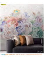 พิมพ์ ภาพแคนวาส ขนาดใหญ่ ตกแต่งห้องรับแขก ลายดอกไม้หลายสีโทนพาสเทล ดอกไม้สีอ่อน ให้ความสดชื่น