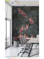 วอลเปเปอร์พิมพ์ลาย ตามสั่ง แต่งห้องประชุม ด้วยวอลเปเปอร์ภาพลายกินรี จิตรกรรมไทย ให้มีความคลาสสิค