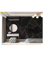 ผ้าแคนวาส หมึกกันน้ำ ตกแต่งห้องนอน ภาพลายเลขาคณิตสีทองตัดกับสีดำ ทำให้ดูอบอุ่นมั่นคงขึ้น