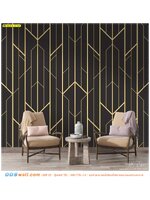 รับติด ผ้าแคนวาส แต่งมุมนั่งเล่น ด้วยภาพลายตัดทรงเลขาคณิตเส้นสีทองพื้นสีดำ ดูเข้มข้นและอบอุ่น