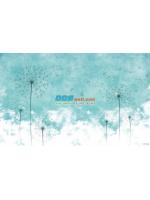 PRINT17-85 ภาพพิมพ์ ลายการ์ตูนภาพดอกไม้บนท้องฟ้า