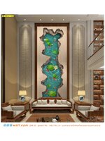 พิมพ์ภาพติดผนัง ตกแต่งห้องรับแขก ลายปลาคาร์ฟในสระบัวในแนวตั้งขนาดใหญ่ หรูหรา เสริมสิริมงคล