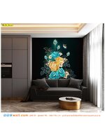 ภาพแคนวาส ติดบ้าน สร้างสีสันภายในห้องนั่งเล่น ด้วยภาพลายช่อดอกไม้สีเหลืองฟ้าและผีเสื้อ