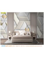 ปริ้นวอลเปเปอร์ ติดห้องนอน ภาพลายกราฟฟิก3มิติ สีเทาสลับทองทรงนูน มีเอกลักษณ์เฉพาะตัว