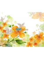 PRINT17-94 ภาพพิมพ์ ลายการ์ตูนรูปดอกไม้ใหญ่ สีส้ม