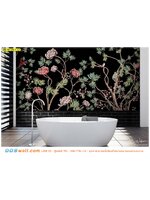 ภาพวิว ภาพศิลปะ คุณภาพส่งออก ตกแต่งห้องน้ำ ลายกิ่งดอกไม้พื้นหลังสีดำ ที่ให้ความรู้สึกสดชื่นท่ามกลางดอกไม้