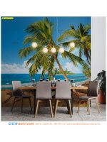 วอลเปเปอร์หมึกกันน้ำตกแต่งห้องกินข้าว วิวทะเล ด้วยฉากหลังสวยๆ