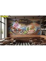 วอลเปเปอร์ติดผนังลายตลาดน้ำ สร้างบรรยากาศให้ร้านอาหาร