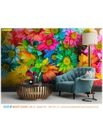 ภาพแคนวาส ติดบ้าน ตกแต่งมุมนั่งเล่น ลายดอกไม้หลากหลายสี ด้วยโทนสีสดใส