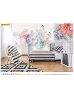 วอลเปเปอร์ภาพวิว ติดห้องนอน ลายดอกไม้หลายสีโทนพาสเทล ดอกไม้สีอ่อน ปล่อยให้แสงส่องผ่านในห้อง เพื่อให้ห้องดูกว้างขึ้น