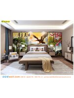 บริการผลิต ภาพวิว ภาพศิลปะ จัดห้องนอนหรูหราแบบจีนๆ ด้วยภาพพิมพ์ลายนกอินทรีกำแพงเมืองจีนน้ำตก