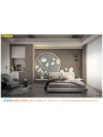 วอลเปเปอร์พิมพ์ลายดอกไม้จีน แต่งผนังห้องนอน สไตล์เเบบดั้งเดิมมีระดับ